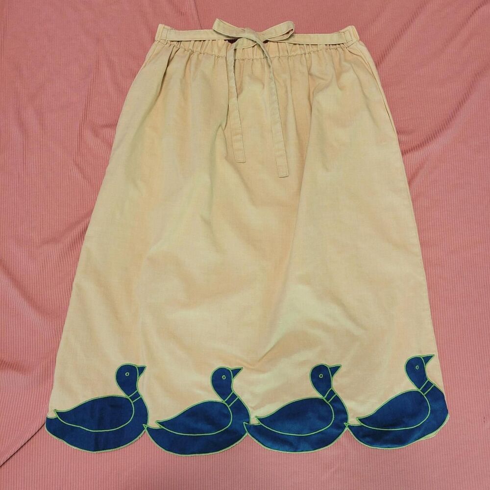 Vintage 70s Sanibel Sport Duck Midi Skirt Novelty Whimsical Grandmacore Cottage